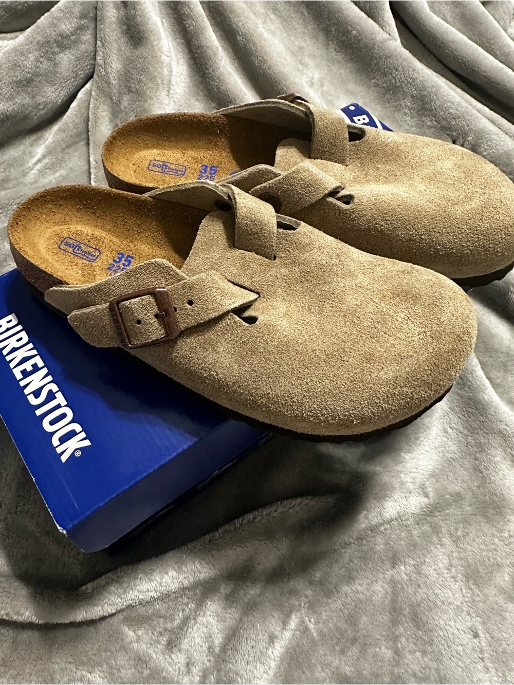 Birkenstock Suede Boston in Taupe Brand New